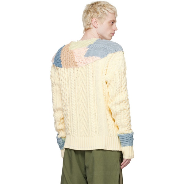  그렉 로렌 Greg Lauren Beige Stitchwork Fair Isle Sweater 231933M201000