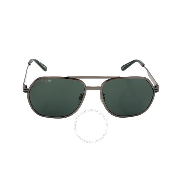 구찌 구찌 Gucci Green Navigator Mens Sunglasses GG0981S 002 60