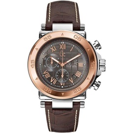 Guess MEN'S Classic Chronograph Leather Grey Dial Watch X90005G2S