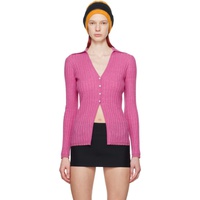 Guest in Residence Pink Rib Cardigan 241173F095007