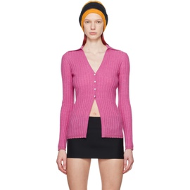 Guest in Residence Pink Rib Cardigan 241173F095007