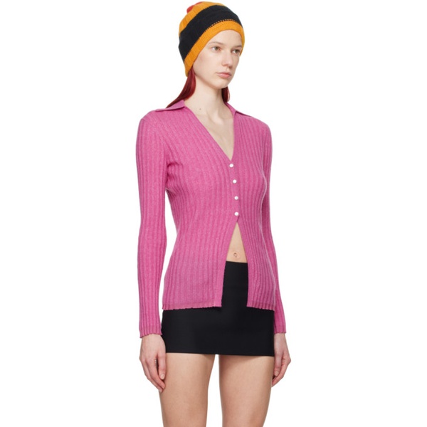  Guest in Residence Pink Rib Cardigan 241173F095007