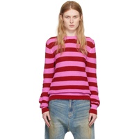 Guest in Residence Pink & Red Net Stripe Sweater 241173F096010