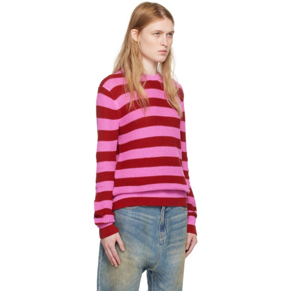  Guest in Residence Pink & Red Net Stripe Sweater 241173F096010