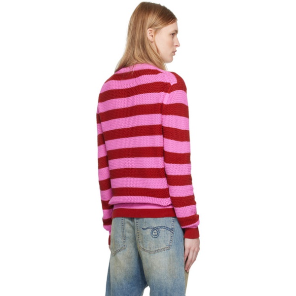  Guest in Residence Pink & Red Net Stripe Sweater 241173F096010