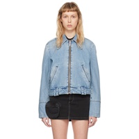 HALFBOY Blue Oversized Denim Biker Jacket 231242F060000