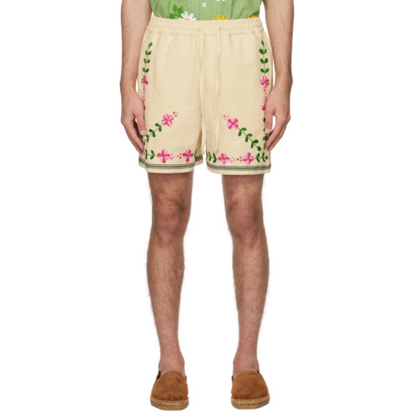  HARAGO 오프화이트 Off-White Embroidered Shorts 241245M193009