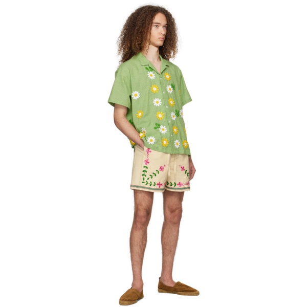  HARAGO Green Crocheted Shirt 241245M192000