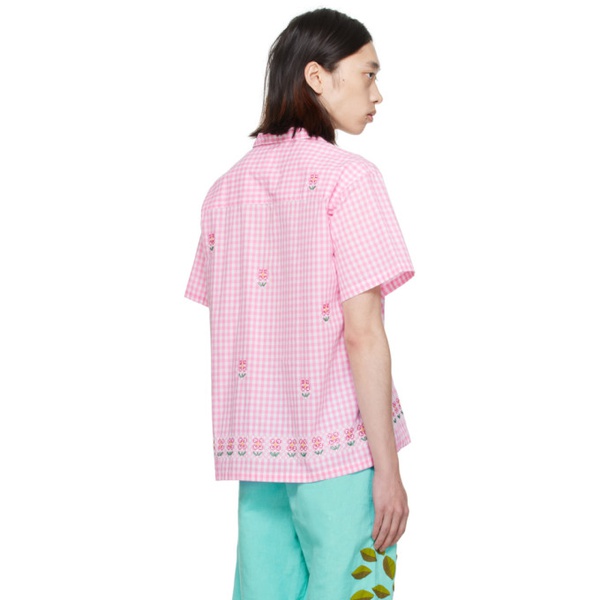  HARAGO Pink & White Floral Shirt 241245M192041