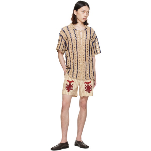  HARAGO 오프화이트 Off-White Striped Shorts 241245M193002
