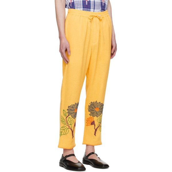 HARAGO Yellow Cross-Stitched Trousers 241245M191004