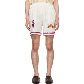 HARAGO 오프화이트 Off-White Embroidered Shorts 232245M193005