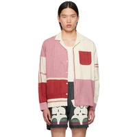 HARAGO Red & 오프화이트 Off-White Patchwork Shirt 242245M192009