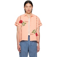 HARAGO Orange Cross-Stitched Shirt 242245M192019
