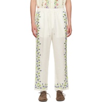 HARAGO 오프화이트 Off-White Embroidered Trousers 242245M191003