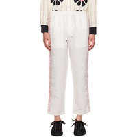 HARAGO 오프화이트 Off-White Embroidered Trousers 242245M191005