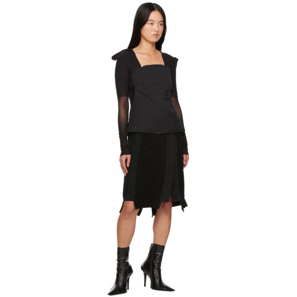  HODAKOVA Black Asymmetric Midi Skirt 232756F093001