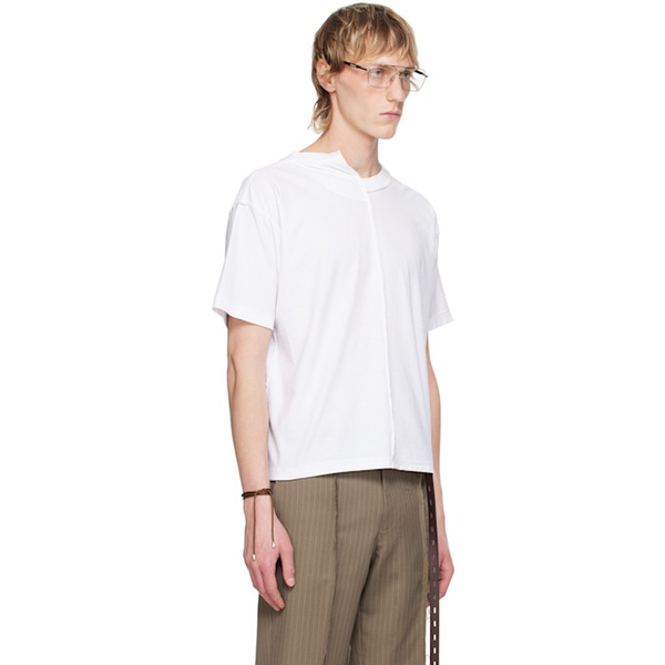  HODAKOVA White Asymmetric Split T-Shirt 242756M213002