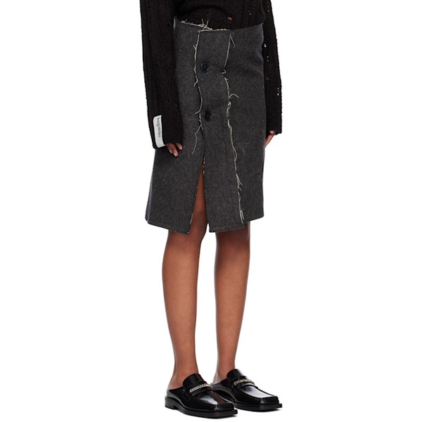  HODAKOVA Gray Coat Wrap Midi Skirt 222756F092002
