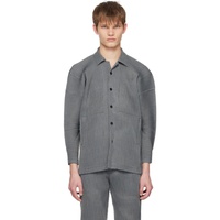 HOMME PLISSEE 이세이 미야케 ISSEY MIYAKE Gray Leno Stripe Shirt 231729M192013