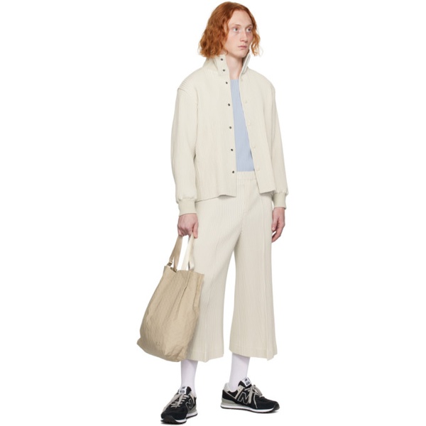  HOMME PLISSEE 이세이 미야케 ISSEY MIYAKE White Kersey Pleats Trousers 232729M191037