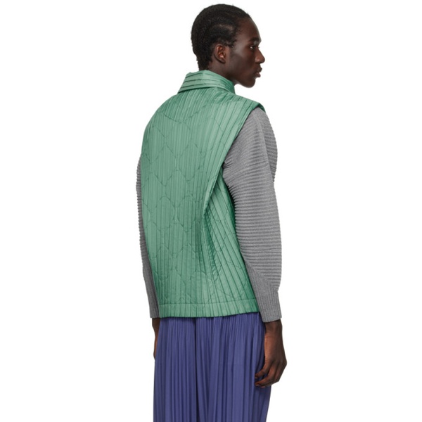  HOMME PLISSEE 이세이 미야케 ISSEY MIYAKE Green Padded Pleats Vest 241729M185001