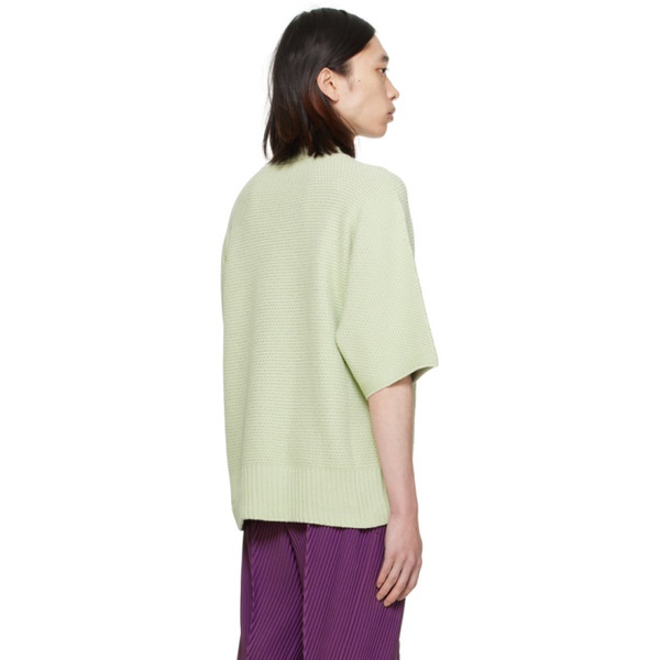  HOMME PLISSEE 이세이 미야케 ISSEY MIYAKE Green Rustic Knit Sweater 241729M201012