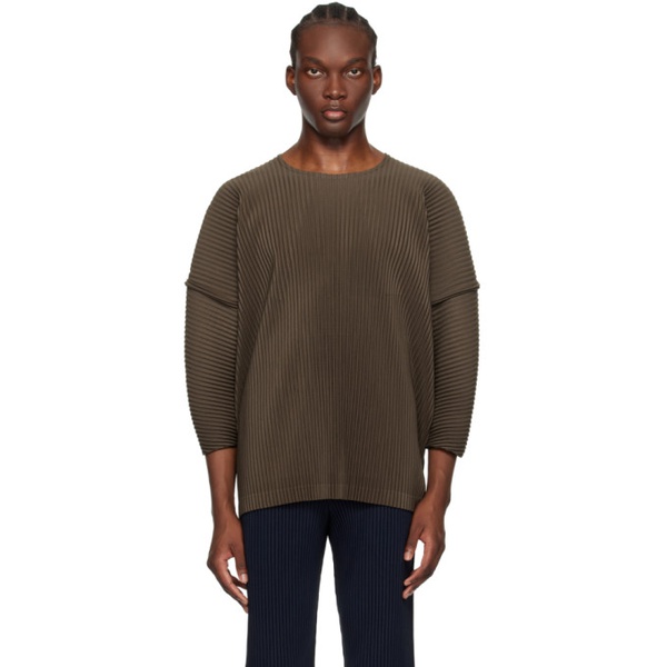  HOMME PLISSEE 이세이 미야케 ISSEY MIYAKE Khaki Monthly Color April Long Sleeve T-Shirt 241729M213022