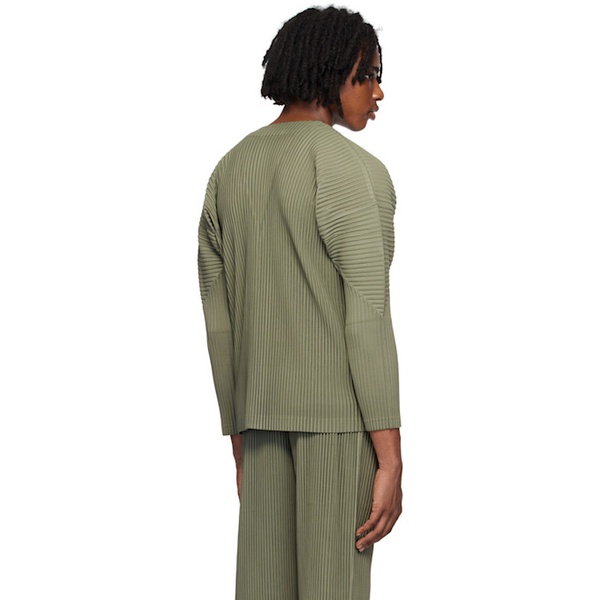  HOMME PLISSEE 이세이 미야케 ISSEY MIYAKE Green Color Pleats Cardigan 242729M200003