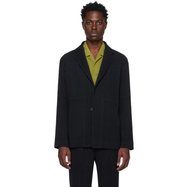  HOMME PLISSEE 이세이 미야케 ISSEY MIYAKE Black Wool Like Light Blazer 231729M195007