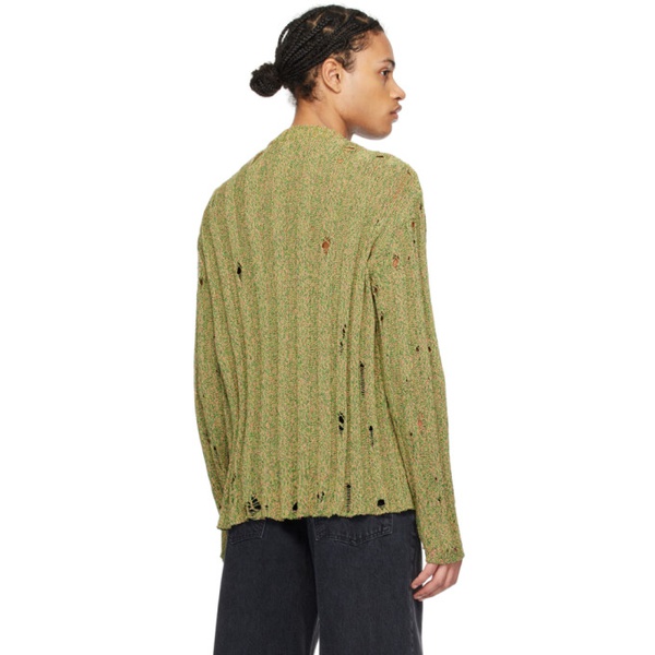  HOPE Green Distressed Sweater 241995M201003