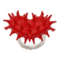 휴고 HUGO KREIT Silver & Red Spiky Heart Ring 232014M147001