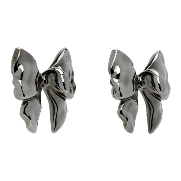  휴고 HUGO KREIT Gunmetal Bow Earrings 241014M144009