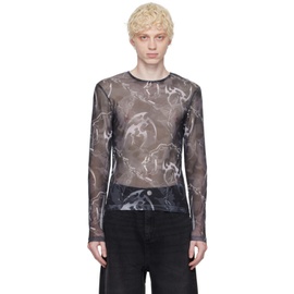 한 코펜하겐 Han Kjobenhavn Gray Camo Printed Long Sleeve T-Shirt 232827M213009