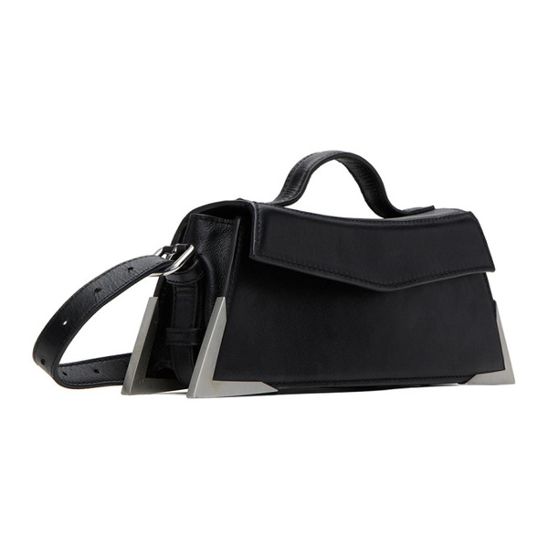  한 코펜하겐 Han Kjobenhavn Black Crinkle Leather Metal Shoulder Bag 241827F046000