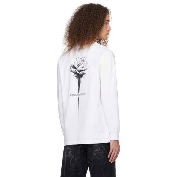  한 코펜하겐 Han Kjobenhavn White Rose Long Sleeve T-Shirt 241827M213007