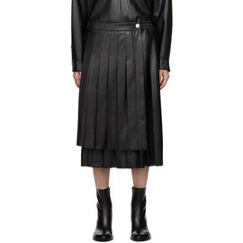 한 코펜하겐 Han Kjobenhavn Black Pleated Faux-Leather Midi Skirt 231827F092001