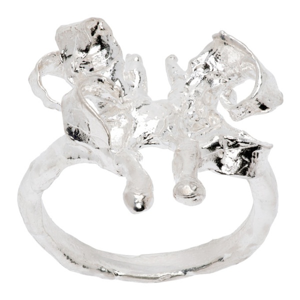  Harlot Hands Silver Fluttered Butterfly Ring 241093F024006