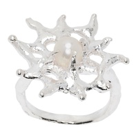 Harlot Hands Silver Floweret Abstract Organic Floral Ring 241093F024004