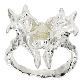 Harlot Hands SSENSE Exclusive Silver Desire Butterfly Ring 242093F024004