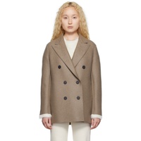 해리 스워프 런던 Harris Wharf London Taupe Slouchy Peacoat 222709F059024