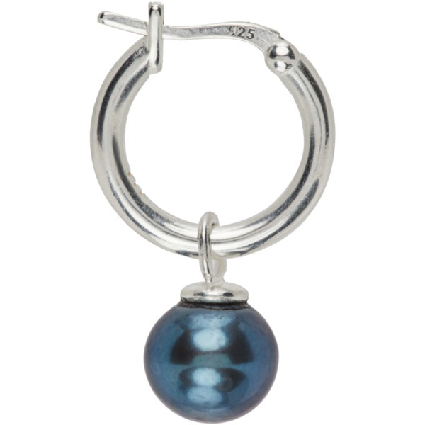 베르사체 하튼 랩스 Hatton Labs SSENSE Exclusive Silver & Blue Pearl Hoop Single Earring 241481M144025