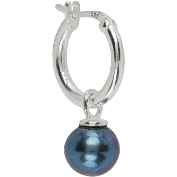 베르사체 하튼 랩스 Hatton Labs SSENSE Exclusive Silver & Blue Pearl Hoop Single Earring 241481M144025