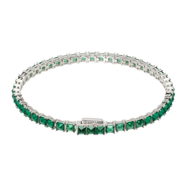  하튼 랩스 Hatton Labs Silver & Green Spikes Tennis Bracelet 241481M142027