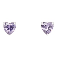 하튼 랩스 Hatton Labs Silver & Purple Heart Stud Earrings 241481M144033