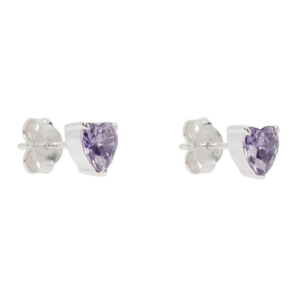  하튼 랩스 Hatton Labs Silver & Purple Heart Stud Earrings 241481M144033