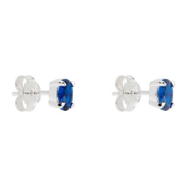  하튼 랩스 Hatton Labs Silver & Blue Oval Earrings 241481M144034