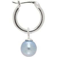 하튼 랩스 Hatton Labs SSENSE Exclusive Silver & Blue Pearl Hoop Single Earring 241481M145009
