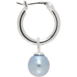 하튼 랩스 Hatton Labs SSENSE Exclusive Silver & Blue Pearl Hoop Single Earring 241481M145009
