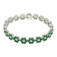 하튼 랩스 Hatton Labs Silver & Green Daisy Tennis Bracelet 241481M142031